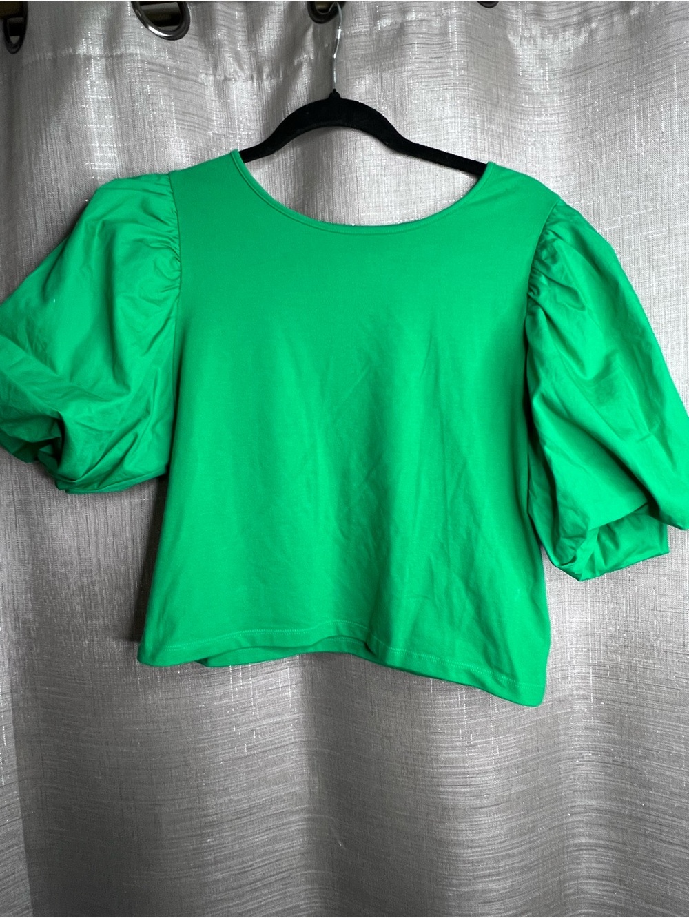 A New Day Medium Green Puff Sleeve Statement Top